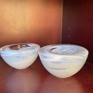 Vintage Kosta Boda Sweden Anna Ehrner Swirled White Atoll Bowl